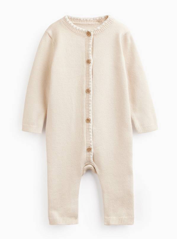 Cream Knitted Button Front Romper 9-12 months